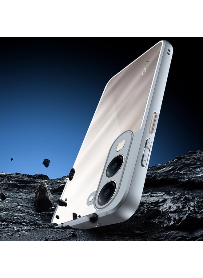 Ultra Hybrid Shockproof Back Cover Case for Vivo V40 Lite Camera Protection Bump | Hard Back Cover Case (PC & TPU, Crystal Clear Back, Grey Sides) - Image 4