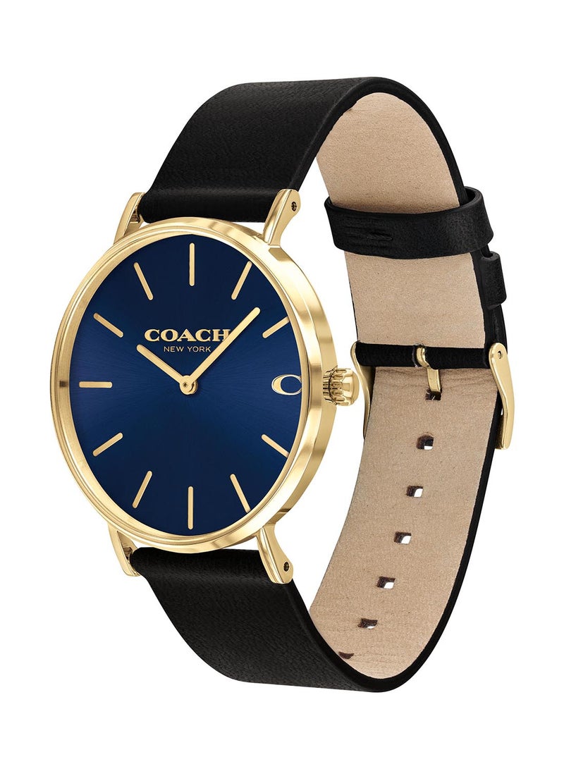 COACH Men's Analog Round Shape Leather Wrist Watch 14602548 41 Mm  - Image 1