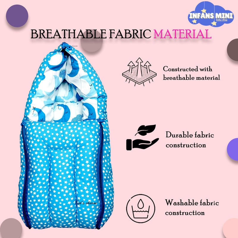 Infans Mini سرير أطفال إنفانس ميني نصف قمر سحابة ميغا 3 في 1 حقيبة نوم مطبوعة للأطفال - سرير أطفال - محمول للرضع للجنسين سهل الحمل، خفيف الوزن لحمل الأطفال حديثي الولادة من 4-8 أشهر (أزرق) - Image 5