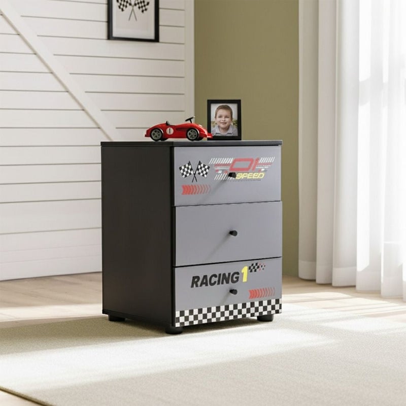 DANUBE HOME Ranger Chest of 3Drawers | Multifunctional Storage Organiser|Space Saving Drawer Chest | Modern Design Furniture For Bedroom Living Room L46xW42xH61cm-Black & Grey - Image 1