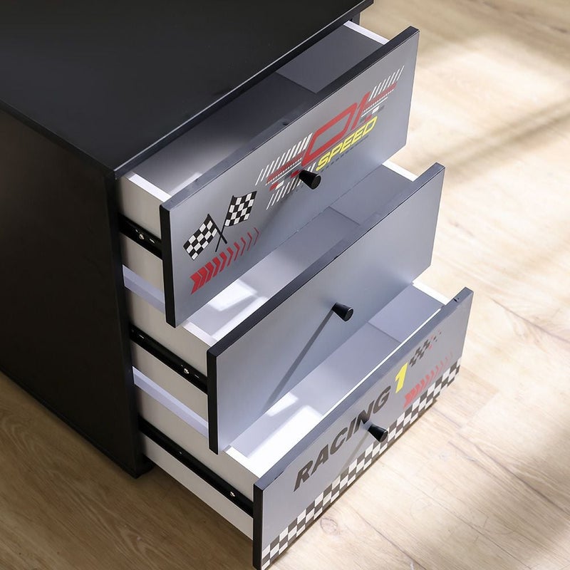 DANUBE HOME Ranger Chest of 3Drawers | Multifunctional Storage Organiser|Space Saving Drawer Chest | Modern Design Furniture For Bedroom Living Room L46xW42xH61cm-Black & Grey - Image 2