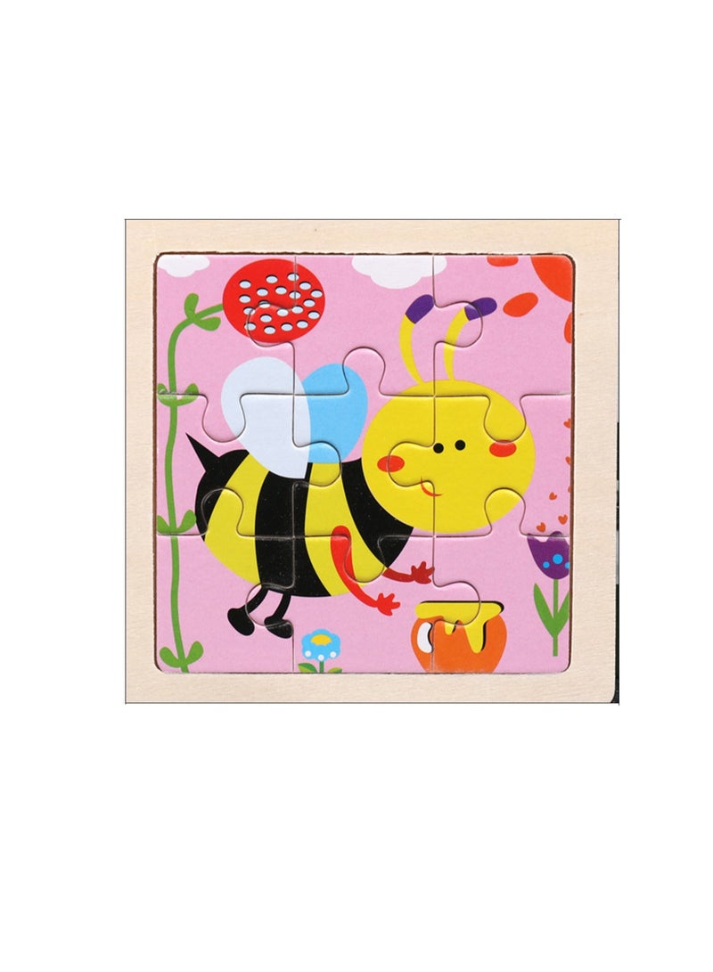 Children's Educational Wooden Cartoon Bee Jigsaw Puzzles Suitable Gift Bag Pack - Image 1