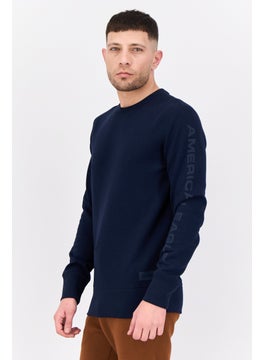 American Eagle Men Crew Neck Graphic Print Long Sleeves Sweatshirt, Navy  - Image 2
