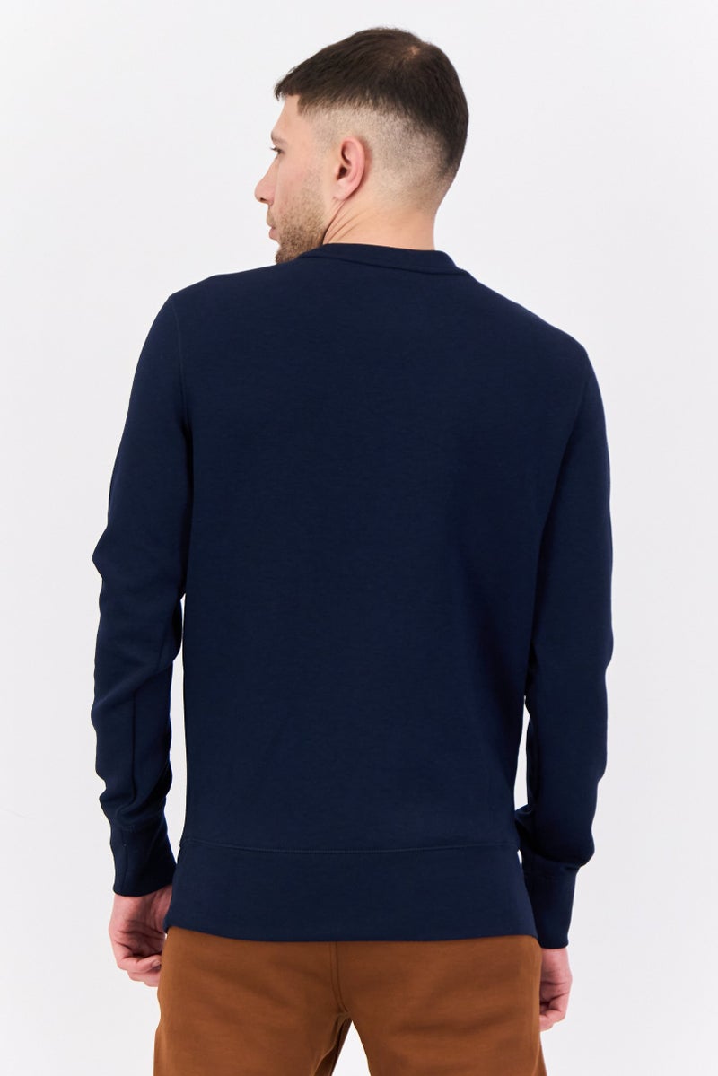 American Eagle Men Crew Neck Graphic Print Long Sleeves Sweatshirt, Navy  - Image 3