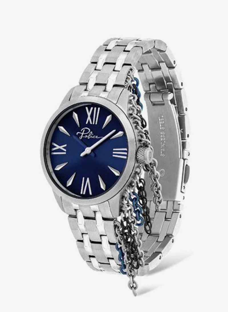 Police Women's Vantaa Round Shape Stainless Steel Analog Wrist Watch 38 mm - Silver