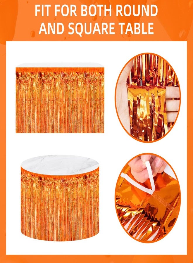Ohiyoo 5 Pack Orange Table Skirt 29x108Inch Metallic Foil Fringe Tinsel Table Skirts for Rectangle Round Tables Tinsel Streamer for Birthday Party Decoration Parade Floats Décor - Image 4