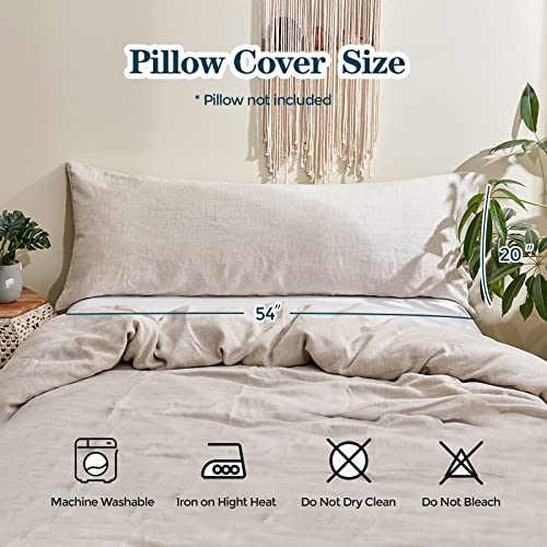 Simple&Opulence Body Pillow Cover 20" x 54",100% Pure Linen, Ultra Soft and Breathable, Body Pillowcase with Envelope Closure for Adults(Linen) - Image 4