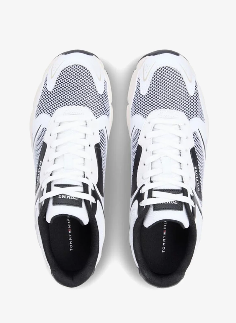 Tommy Hilfiger Black Logo Mixed Texture Cleat Sneakers for Men | Best Price UAE