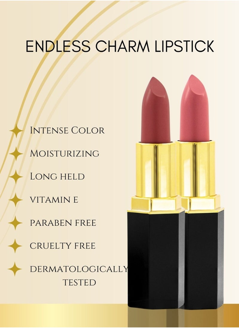 GLOR Glor Endless Charm Lipstick– Intense Long-Lasting Color, Luxurious Moisture, Ultra-Creamy Formula for Beautiful Lips-Voila + Whispering Rose  and Glor Endless Charm Ultimate Precision Lip Liner  –Vegan, Allergen-Free, Long-Lasting Lip Definition- Cafe + Lady Rose  - Image 2
