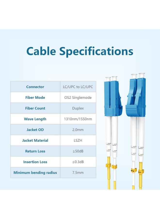 igeekwell Single Mode Fiber Lc to Lc 1m (3.28 ft) 3 Pack, OS2 Single Mode Fiber Patch Cable Duplex, Singlemode Fiber Optic Cable Lc to Lc, LSZH SM Jumper Cord, Yellow SMF 1 Meter,(1 M,3 PACK) - Image 3