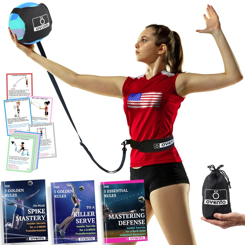 OVANTO Volleyball Training Equipment Aid – Solo Volleyball Equipment in 4 Styles to Serve, Spike, Set and Pass Like a Pro - Adjustable Volleyball Practice Equipment Gift for Beginners & Experts - Image 1