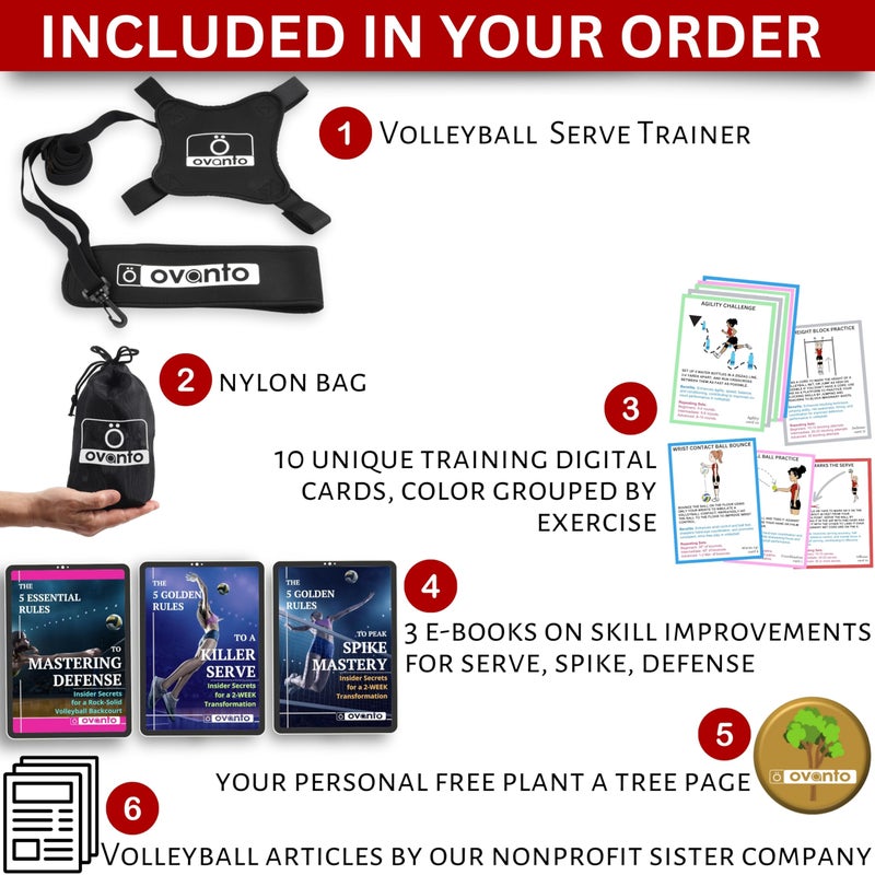 OVANTO Volleyball Training Equipment Aid – Solo Volleyball Equipment in 4 Styles to Serve, Spike, Set and Pass Like a Pro - Adjustable Volleyball Practice Equipment Gift for Beginners & Experts - Image 2