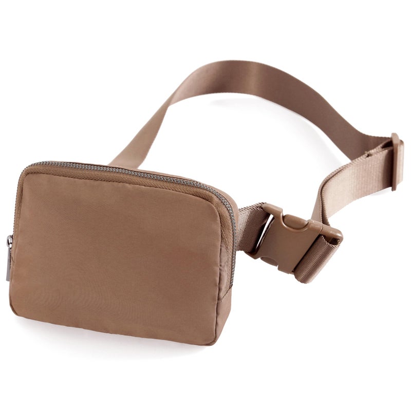 ODODOS Unisex Mini Belt Bag with Adjustable Strap Small Fanny Pack for Workout Running Traveling Hiking, Brown - Image 1