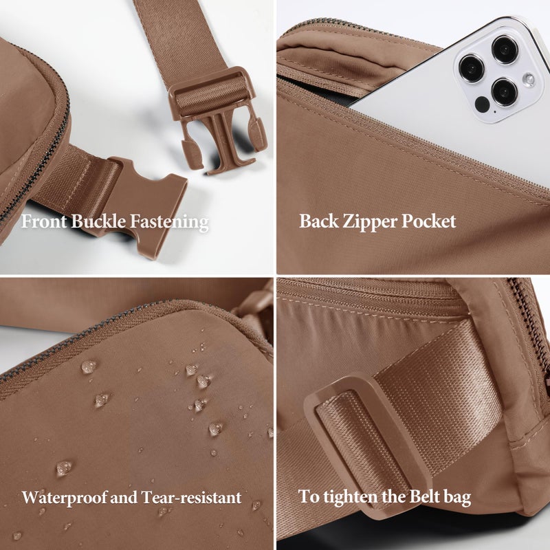 ODODOS Unisex Mini Belt Bag with Adjustable Strap Small Fanny Pack for Workout Running Traveling Hiking, Brown - Image 5