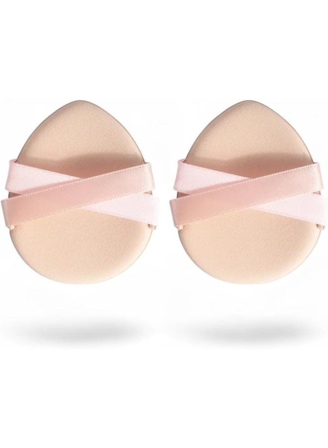 MOMENT 2 Pieces Powder Puff, 2.5 Inch Pure Cotton Face Soft Round Velour Makeup Puff For Loose Body Mineral Powder Cosmetic Foundation Blender Beauty, Wet Dry Washable Sponge - Image 1
