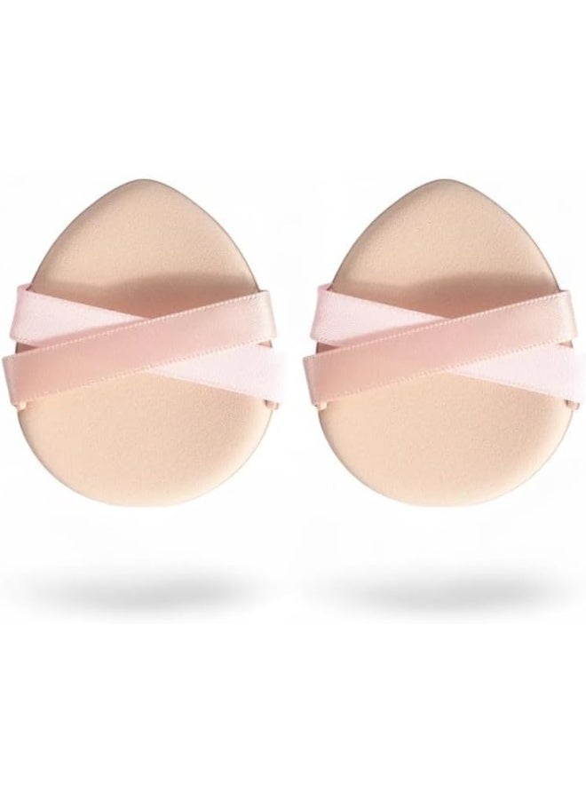 MOMENT 2 Pieces Powder Puff, 2.5 Inch Pure Cotton Face Soft Round Velour Makeup Puff For Loose Body Mineral Powder Cosmetic Foundation Blender Beauty, Wet Dry Washable Sponge - Image 2