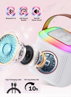 URbazaar Karaoke Machine for Kids & Adults, Mini Portable Bluetooth Speaker with 2 Microphones, Home Party Karaoke Speaker Support SD Card/USB, Gift for Brithday, and Toys for Girls/Boys  - Image 3