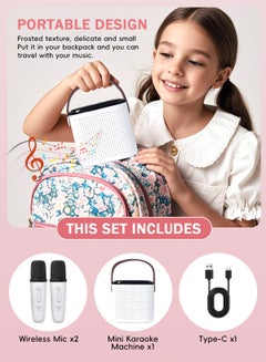 URbazaar Karaoke Machine for Kids & Adults, Mini Portable Bluetooth Speaker with 2 Microphones, Home Party Karaoke Speaker Support SD Card/USB, Gift for Brithday, and Toys for Girls/Boys  - Image 5