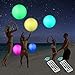 Icnice LED Beach Balls Glow in Dark Party Supplies 2pcs Inflatable Light up Ballon 16 Floating Pool Light with Remote 16 Color 4 Mode Beach Game Pool Toy Kickball for Neon Party Decoration4 Lights - Image 3