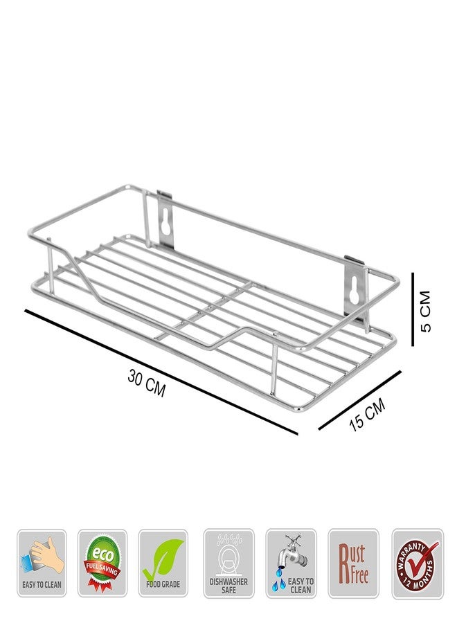 Cutting EDGE Stainless Steel Small Size Multipurpose 1 Tier Kitchen & Bathroom Rack/Storage Shelf/Cutlery Storage Rack/Dish Rack(Chrome Finish)(30X15X5 CM) - Image 4