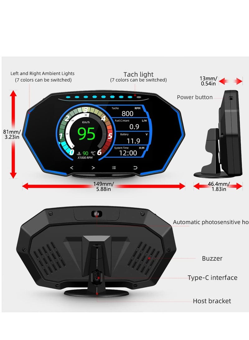 GULFLINK HUD Heads Up Display OBD Multi Function LCD Speed Meter