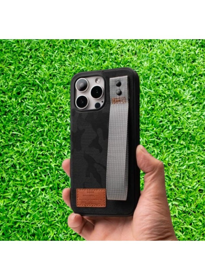 دي دي أتش جراب آيفون 14 برو ماكس بحزام يد لون اسود - Image 1