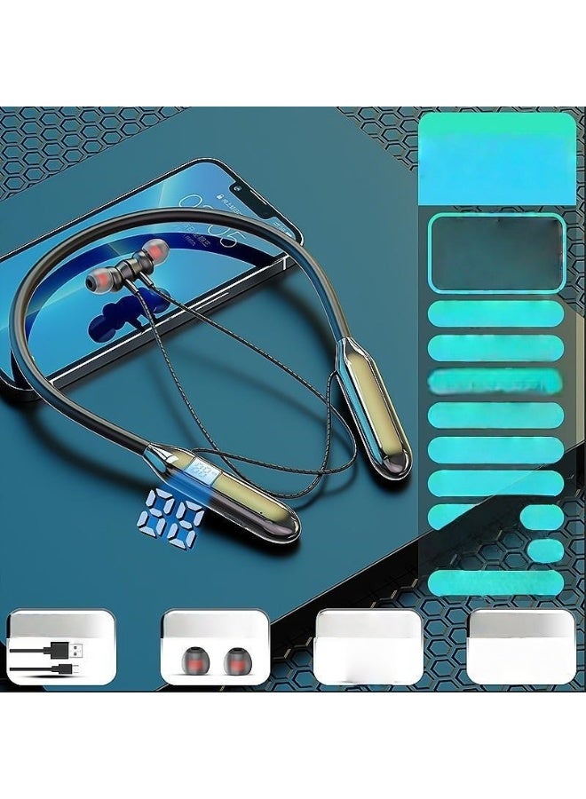 EBMINI New Digital Noise Cancelling Neck Hanging Wireless Bluetooth Earphones