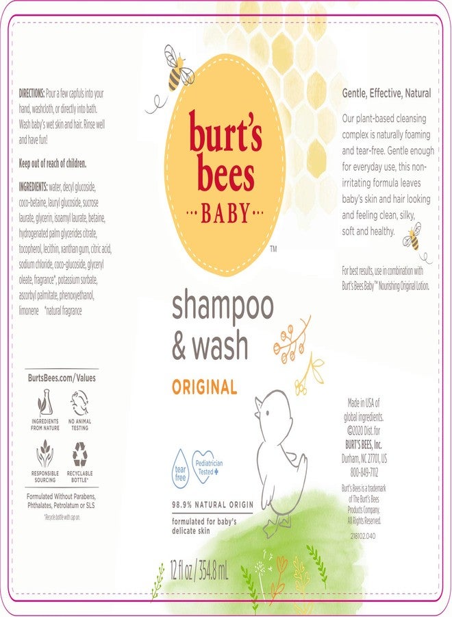 Burt's Bees Baby Shampoo & Wash, Original Tear Free Baby Soap - 12 Ounce Bottle - Image 4