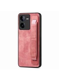 For vivo iQOO Z8 Retro Wristband Holder Leather Back Phone Case(Pink)