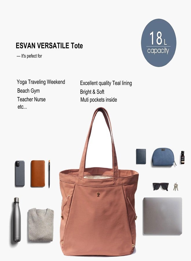 ESVAN Tote Bag with Yoga Mat Carrier Pocket for Women Shoulder Bags Drawstring for Office Workout Travel Carryall Pilates Gym and Beach - Image 5