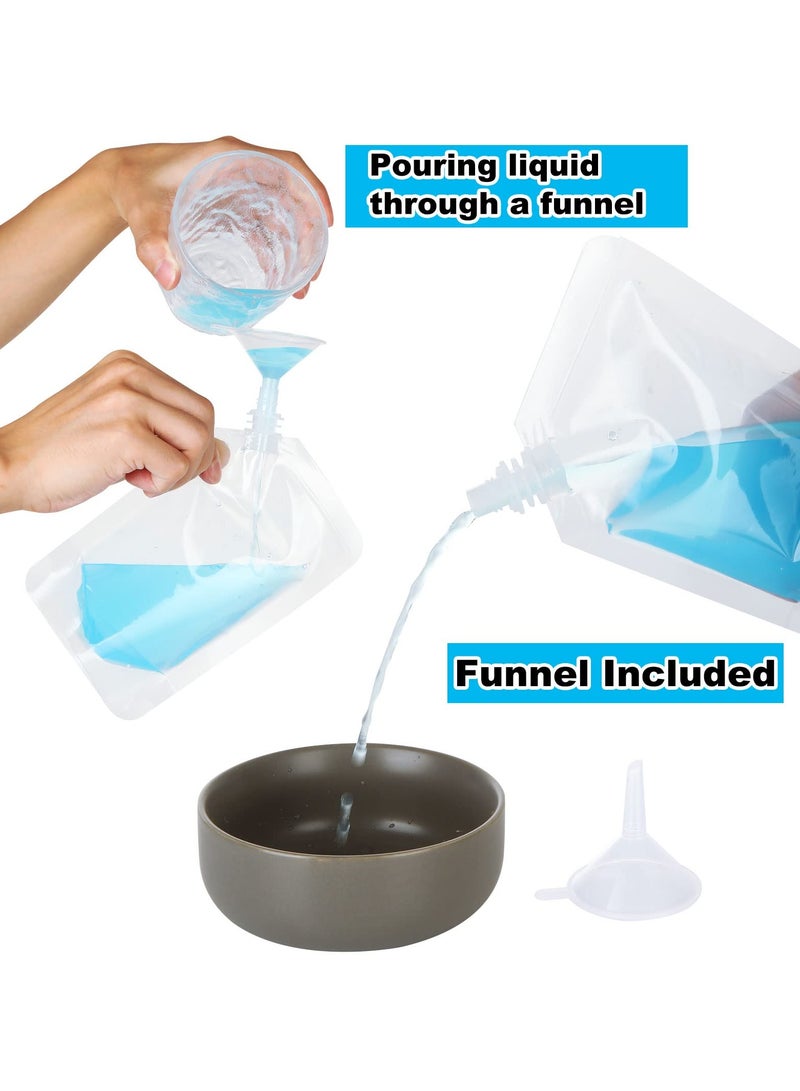 SANMUGEED 30 Pcs Plastic Drink Pouches and 2 Pcs Funnel, Juice Pouch Bags Leak Proof with Spouts and Sticker (15x300ml, 15x500ml) - Image 3