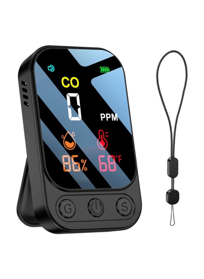 Portable 3 in 1 Carbon Monoxide Detector with Temperature & Humidity Monitor, Rechargeable CO Gas Leakage Alarm with HD Display, Audible Warning, Fire Safety Alarm for Home Travel Camping RV Garage - Image 1