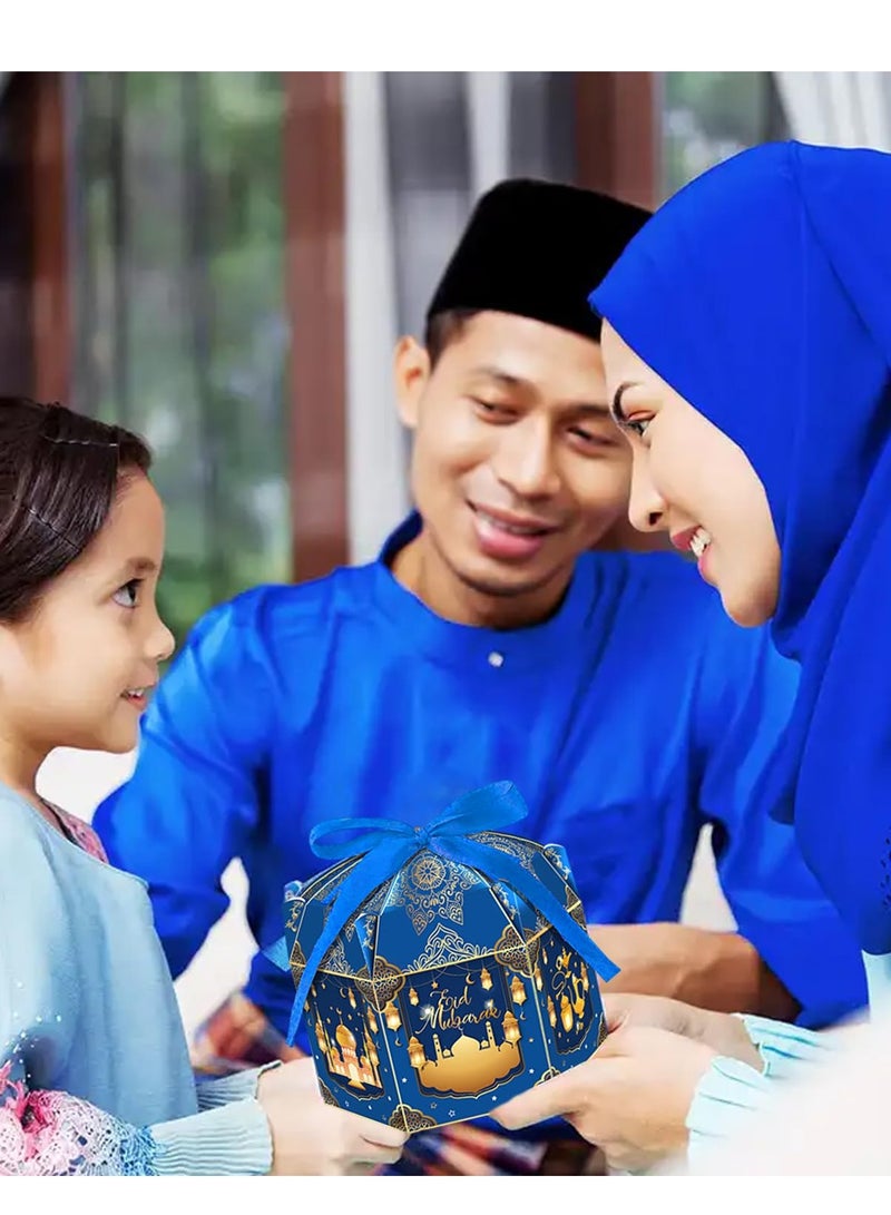 Bluejw 12-Pieces Gift Box With Blue Ribbons Candy Packaging Cardboard Box For Eid Mubarak Ramadan Kreem Party Souvenir - Image 4