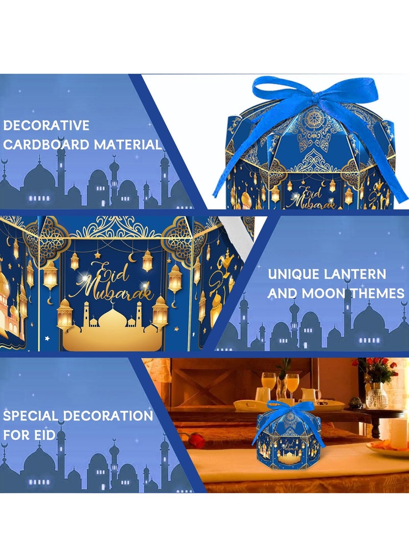 Bluejw 12-Pieces Gift Box With Blue Ribbons Candy Packaging Cardboard Box For Eid Mubarak Ramadan Kreem Party Souvenir - Image 3