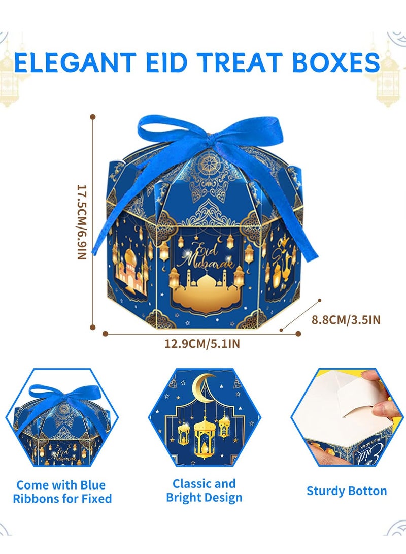 Bluejw 12-Pieces Gift Box With Blue Ribbons Candy Packaging Cardboard Box For Eid Mubarak Ramadan Kreem Party Souvenir - Image 2