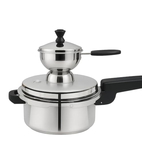 Expresso Chiratta Puttu Maker with Handle | Stainless Steel Puttu Kutti for Cooker Use | Traditional Chiratta Puttumakker with Steamer | Puttu Kudam Kolal Kozha Maker for Home Use – Silver - Image 3