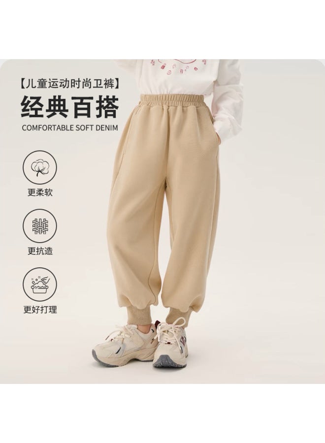 Children's Casual Sweatpants Girls' Autumn And Winter Windproof Sports Trousers High Waist Belly Protector Loose Pants Boys' Autumn And Winter Bottoms