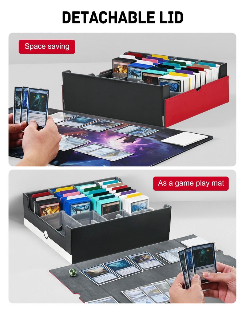ZLCA Card Storage Box Holds 3200+, Deck Storage Case with 4 Stoppers, Card Organizer for TCG MTG PTCG(Red&White) - Image 3