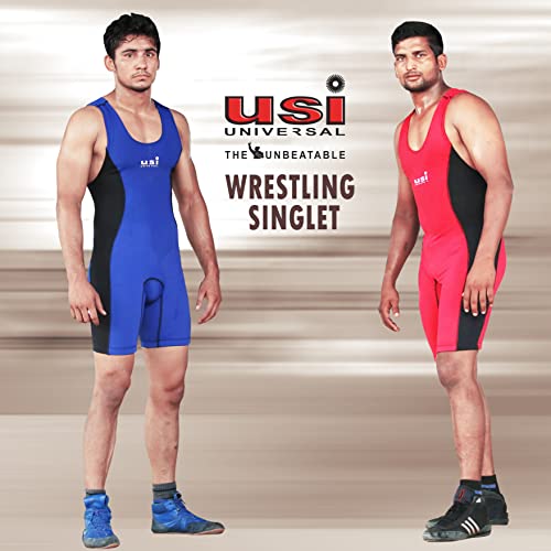 USI UNIVERSAL 419WSM Wrestling Suit for Men, Wrestling Singlet with Nylon Elastane Fabric 210 GSM, Irritation Free Flat Lock Seam (Red, Size L) - Image 2