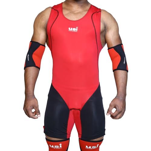 USI UNIVERSAL 419WSM Wrestling Suit for Men, Wrestling Singlet with Nylon Elastane Fabric 210 GSM, Irritation Free Flat Lock Seam (Red, Size L) - Image 3