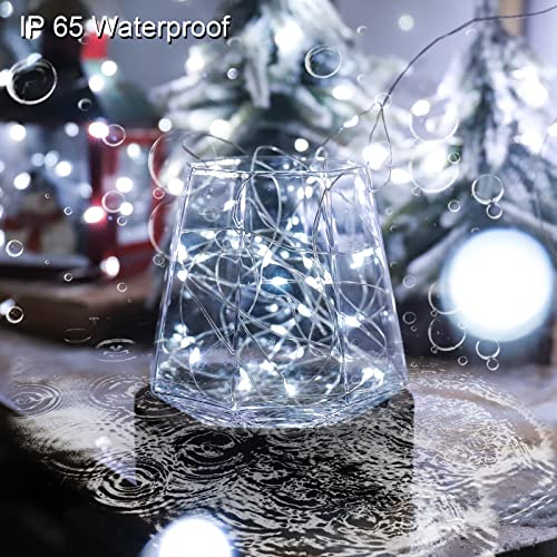 YAOZHOU Solar Fairy String Lights for Outside, Outdoor Waterproof, Cool White 2Pack Total 200LED 66Ft 8 Modes Mini Mini Small Solar Powered Lights for Christmas, Garden, Patio, Fence, Balcony - Image 3