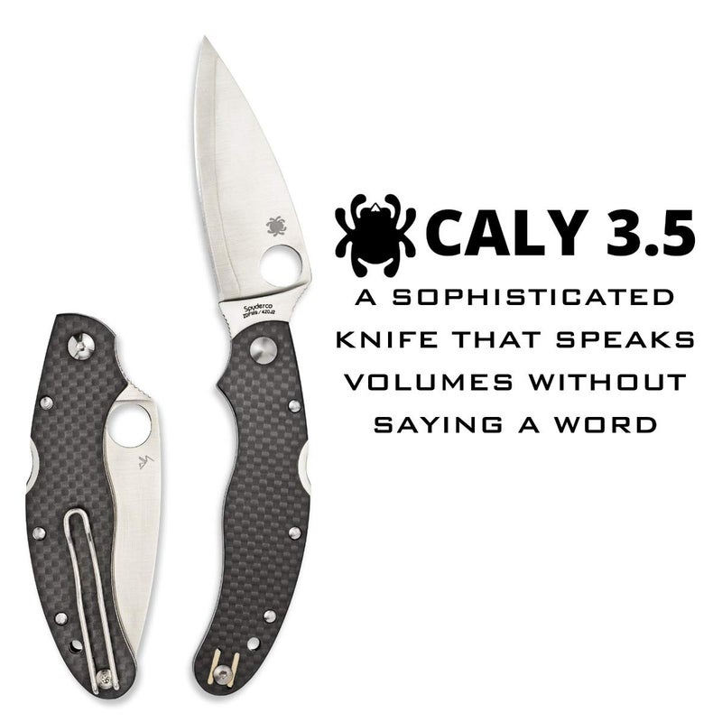 Spyderco سكين سبايدركو كالي بريستيج بشفرة من الفولاذ المقاوم للصدأ ZDP-189 بطول 3.40" ومقبض من ألياف الكربون السوداء - حافة عادية - C144CFPE - Image 2