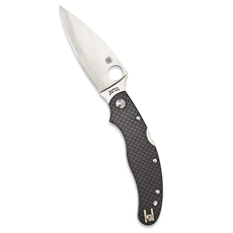 Spyderco سكين سبايدركو كالي بريستيج بشفرة من الفولاذ المقاوم للصدأ ZDP-189 بطول 3.40" ومقبض من ألياف الكربون السوداء - حافة عادية - C144CFPE - Image 1