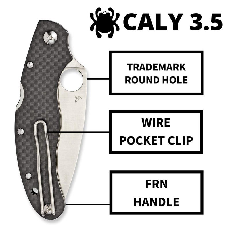 Spyderco سكين سبايدركو كالي بريستيج بشفرة من الفولاذ المقاوم للصدأ ZDP-189 بطول 3.40" ومقبض من ألياف الكربون السوداء - حافة عادية - C144CFPE - Image 4