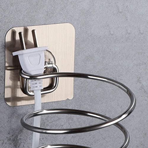 ONICORN® Dryer Holder Wall Mounted Self Adhesive, Stainless Steel Hair Blow Dryer Styling Tools Rack, Bathroom Organizer Compatible (SILVER, 2 PCS) - Image 5