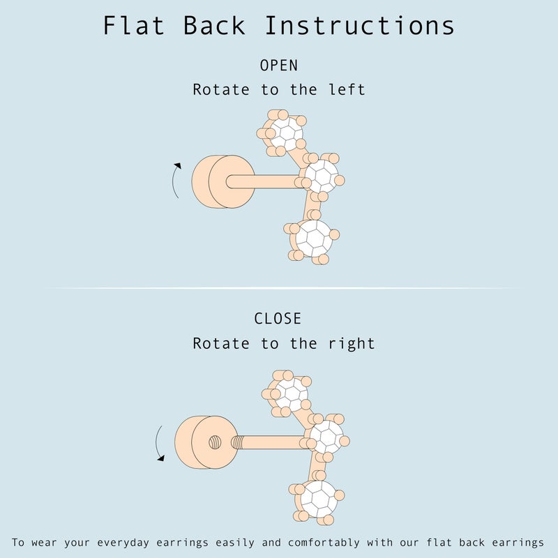 Poxtex Flat Back Cartilage Stud Earrings for Women, Gold Plated Piercing Jewelry for Tragus Helix Conch Rook, Flatback Studs Everyday Earrings Jacket Stacks - Image 3