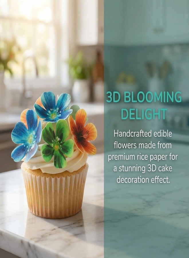 KOOTIPS Set of 30 Edible Cupcake Toppers Christmas Cake Topper Wedding Cake Birthday Party Food Decoration Mixed Size & Colour (Flower) - Image 5
