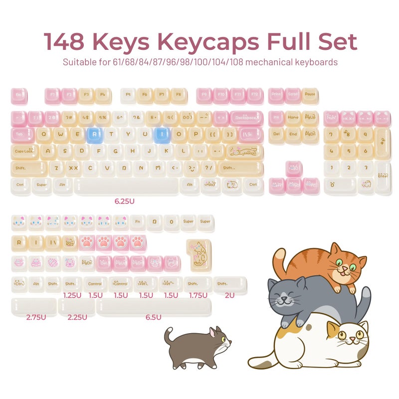 HITIME x XVX Jelly Keycaps - Cute Jade Keycaps, Ragdoll Cat Ceramic Keycap 60 65 75 100 Percent, Mao Profile, Custom Keycap 148 Keys Set for 100%, 75%, 65%, 60% Mechanical Keyboard - Image 3