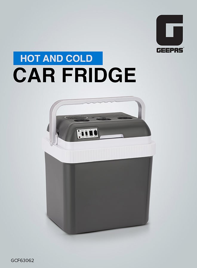 GEEPAS Hot & Cold Car Fridge with AC/DC Working Mode, Suitable for Car and Home Use, Easy to Carry Portable Refrigerator with Durable PP Material Construction 24 L GCF63062 Grey & white - Image 2