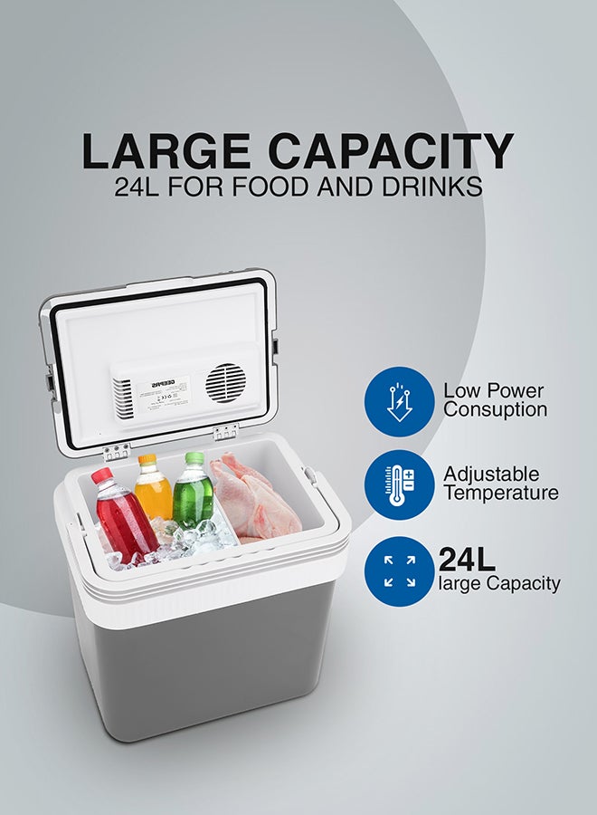 GEEPAS Hot & Cold Car Fridge with AC/DC Working Mode, Suitable for Car and Home Use, Easy to Carry Portable Refrigerator with Durable PP Material Construction 24 L GCF63062 Grey & white - Image 4
